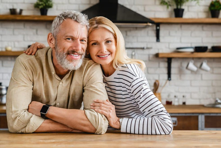 Couple smiling